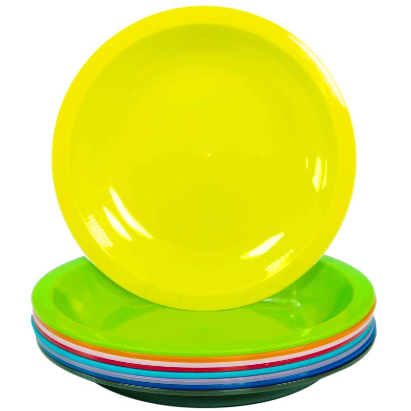 Youngever 7.5 Inch Plastic Plates, Small Kid Size, Kids Plates, Toddler Plates, Snack Plates, Microwave Safe, Dishwasher Safe, Set of 9 (Rainbow Colors) - Image 1